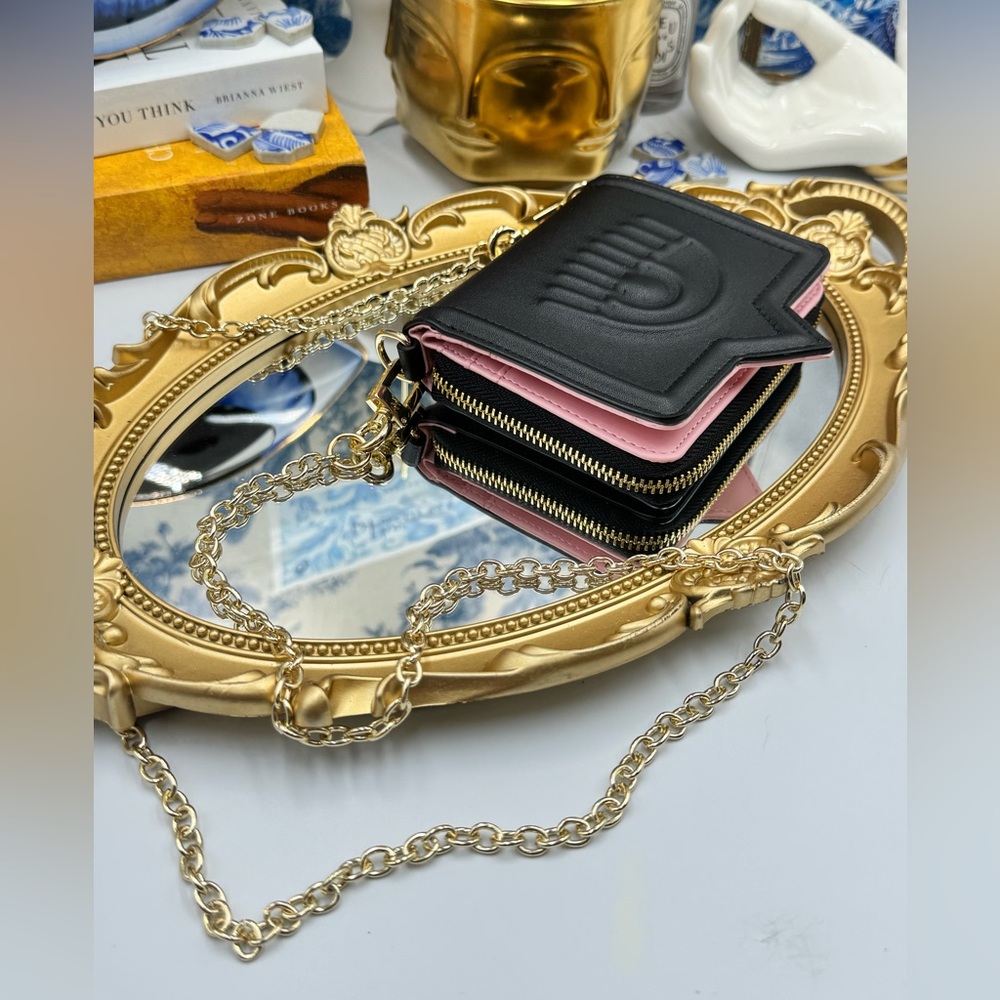 🆕 CHIARA FERRAGNI 🧿 BNIB Eyelike Motif Chain Linked Wallet - Black - WOC - Picture 8 of 16